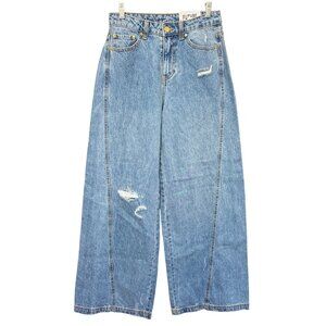 Future Collective Womens Wide Leg Jeans Size 4 High Rise Blue Cotton